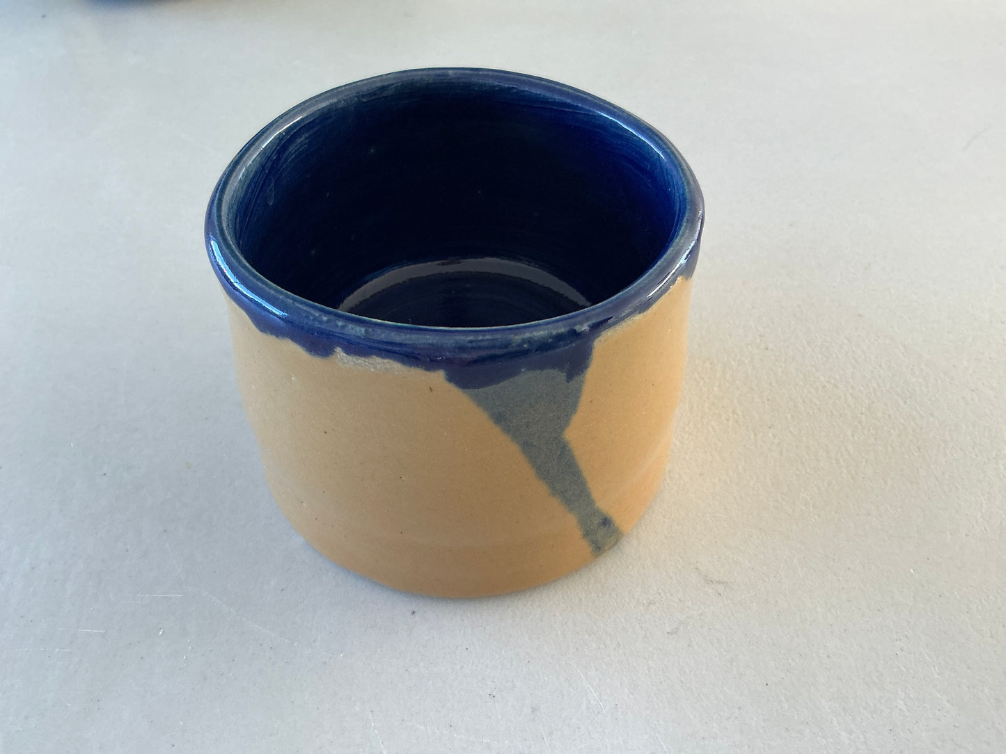 Petit pot jaune & bleu - Céramique fait main à Bayonne