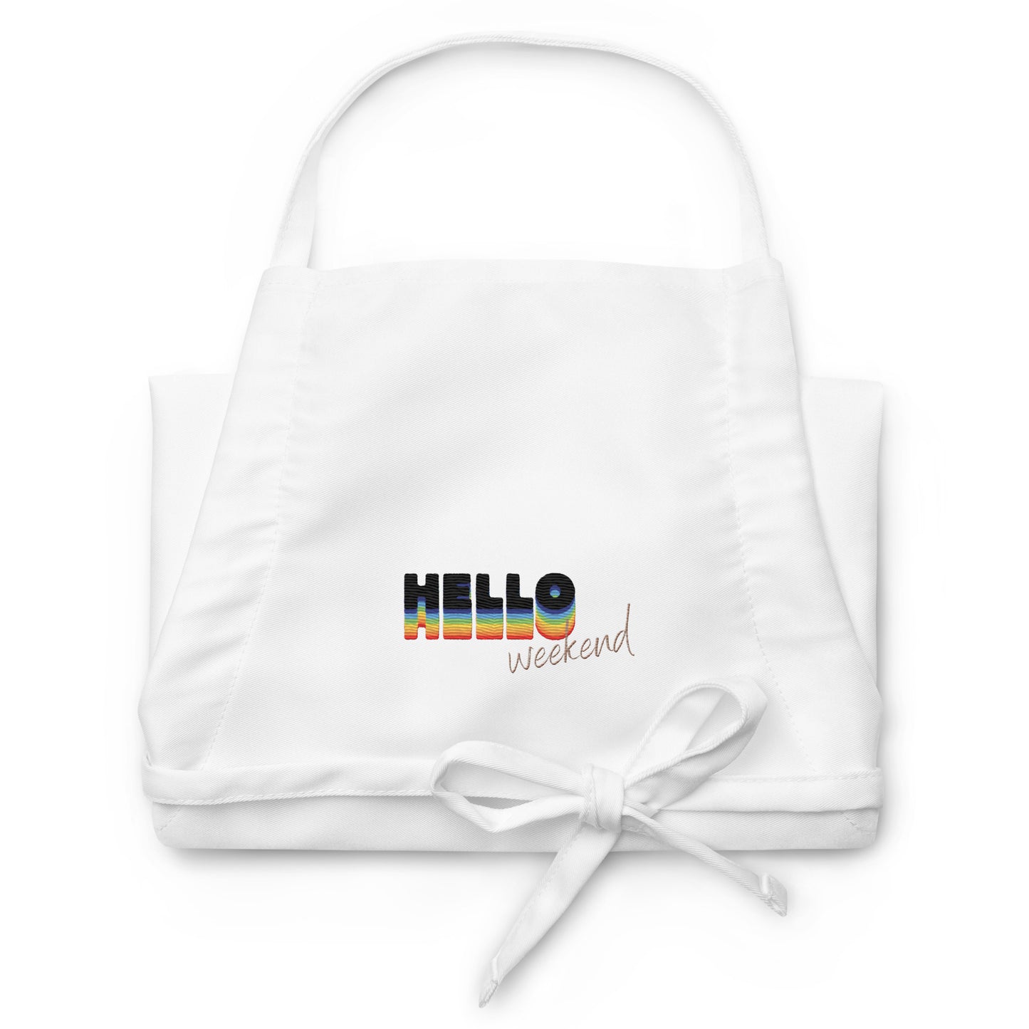 Tablier Brodé "Hello Weekend"