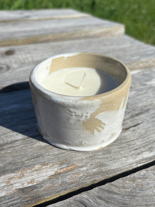 Bougie Monoi - beige & blanc